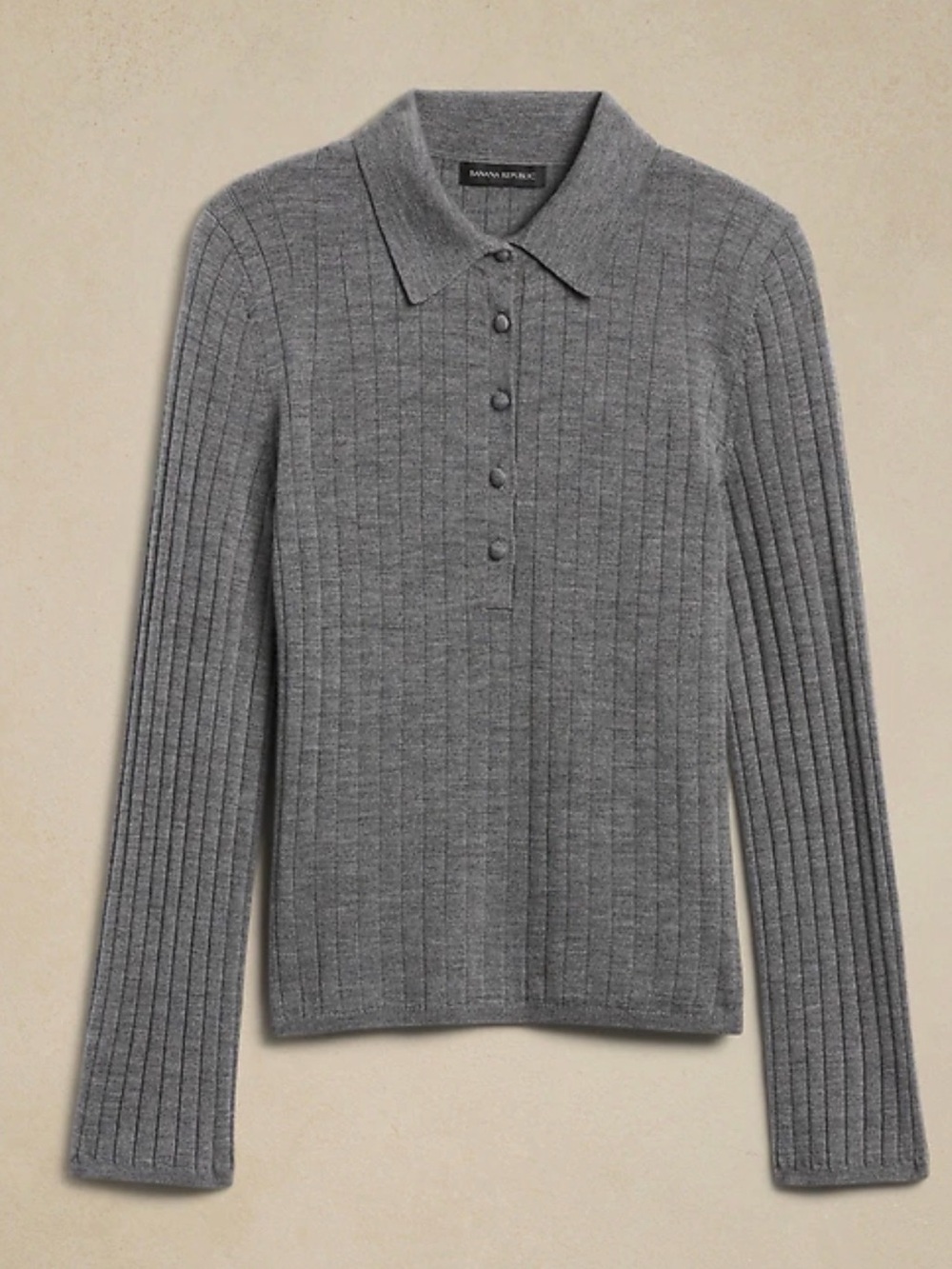 ✨Banana Republic Nezha Merino Sweater Polo Gray Size S✨